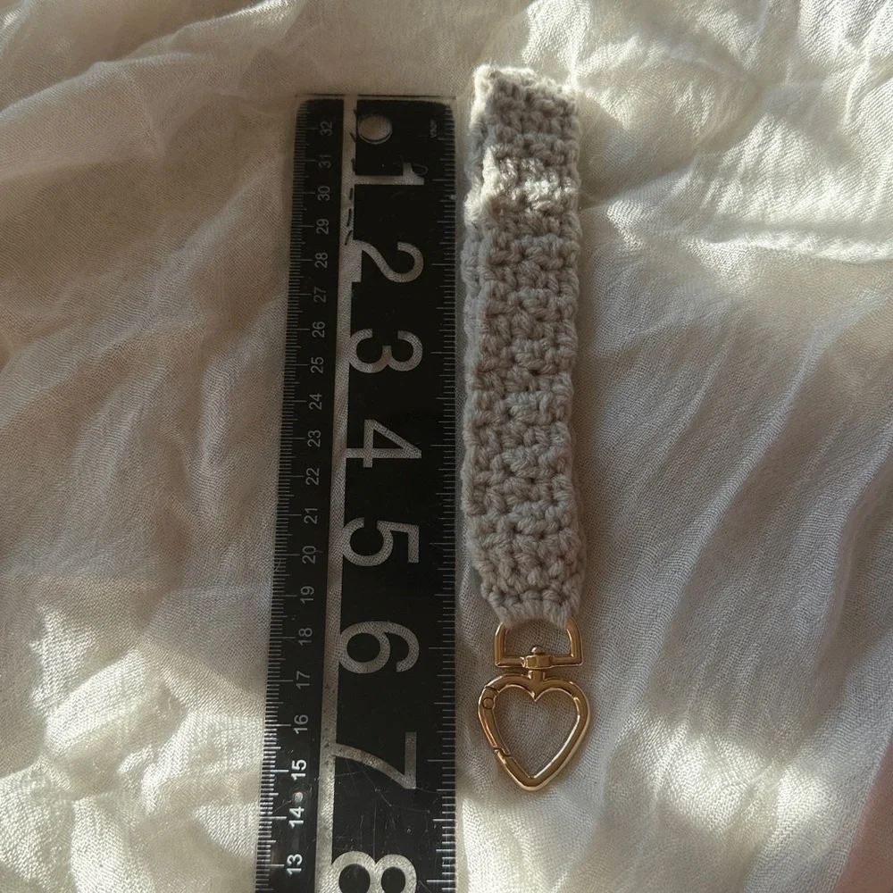 Crocheted Wristlet Keychain with Heart Clasp